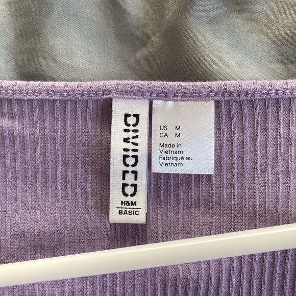 H&M purple ribbed cross front long sleeve top - Picture 3 of 4